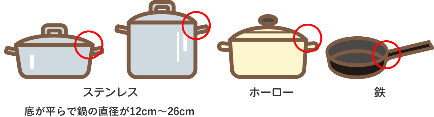 ステンレス 底が平らで鍋の直径が12cm~26cm | ホーロー | 鉄
